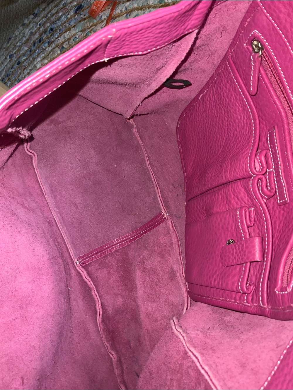 Ann Taylor Fuchsia Soft Pebbled Leather Tote - Picture 10 of 14